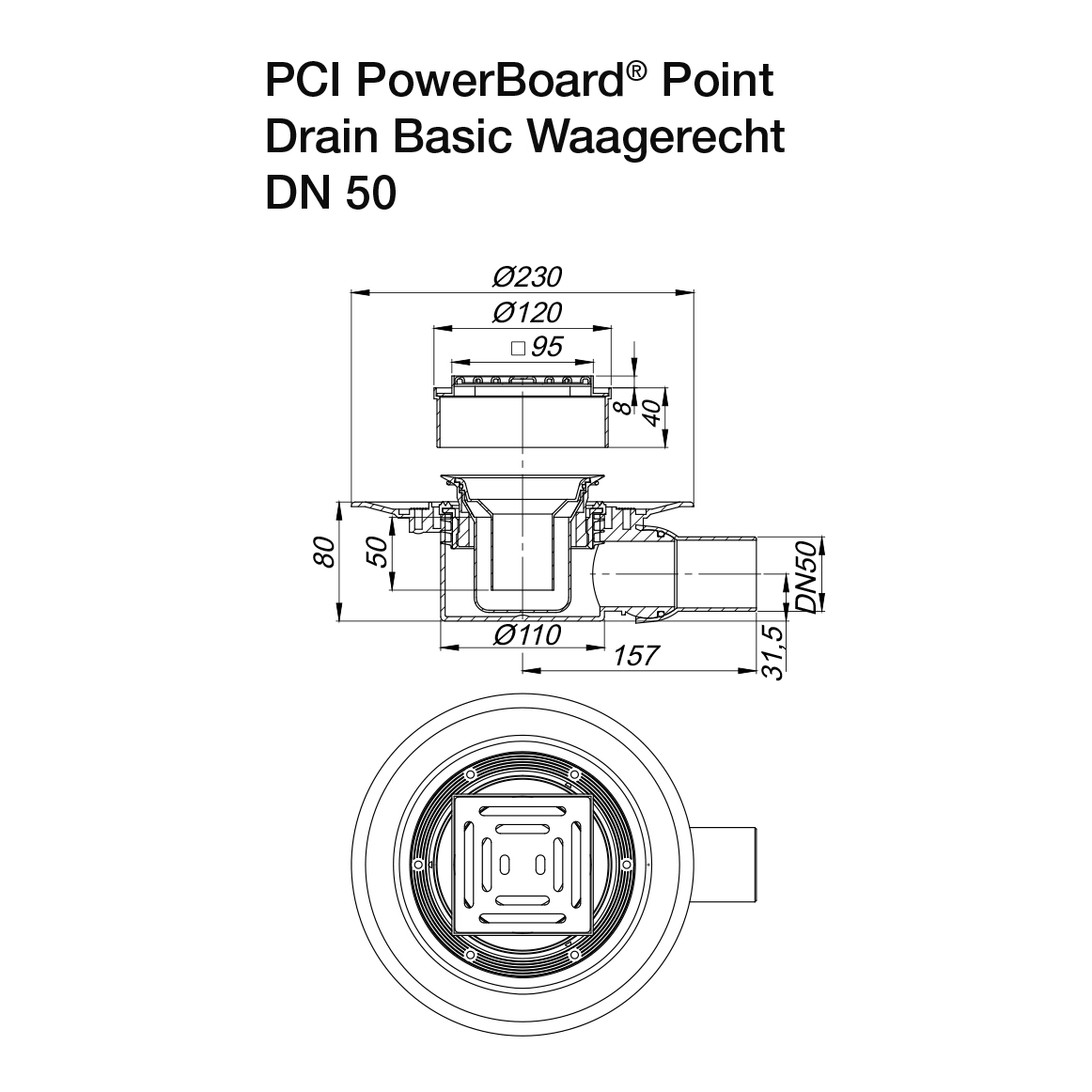 Gulvafløb PCI PowerBoard Point Drain Basic
