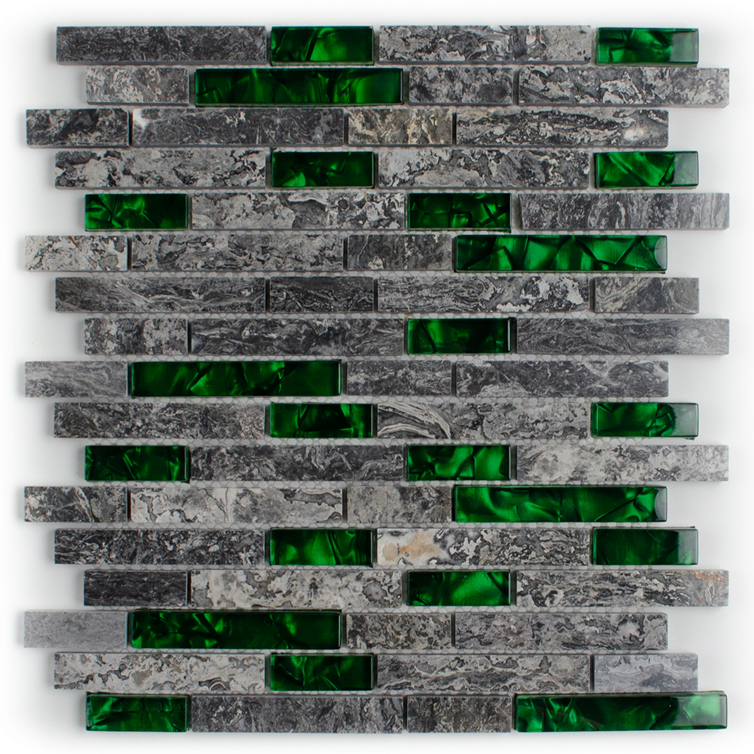 Glasmosaik Grøn Naturstensmosaik Abigal Murstensmåtte