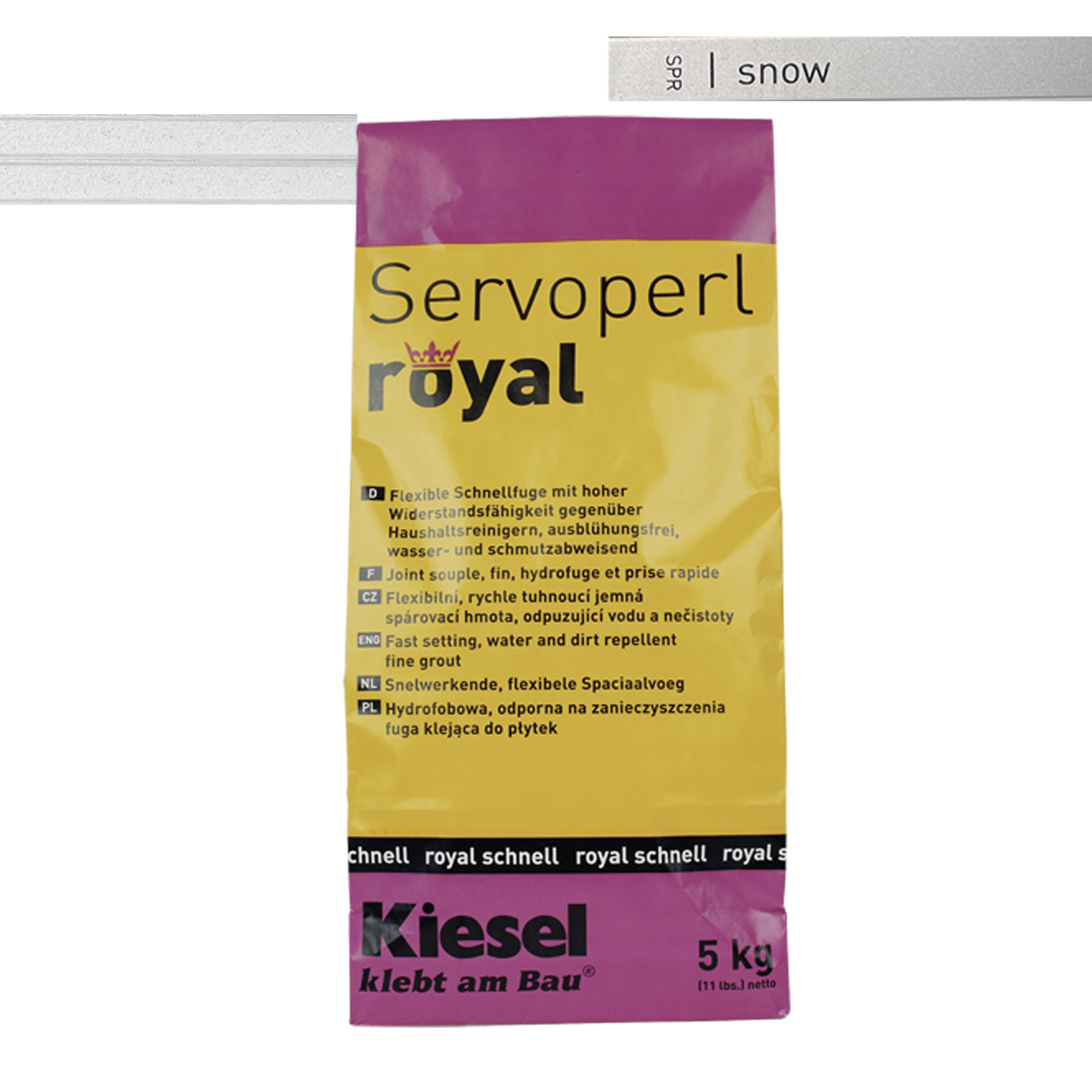 Fliesenfugen Fugenmörtel snow für Bodenfliesen Wandfliesen und Mosaikfliesen Kiesel Servoperl royal 5KG