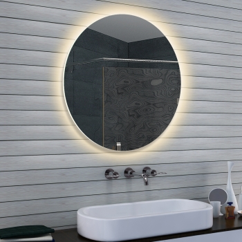 Rundt badeværelsesspejl med LED-belysning i neutral hvid