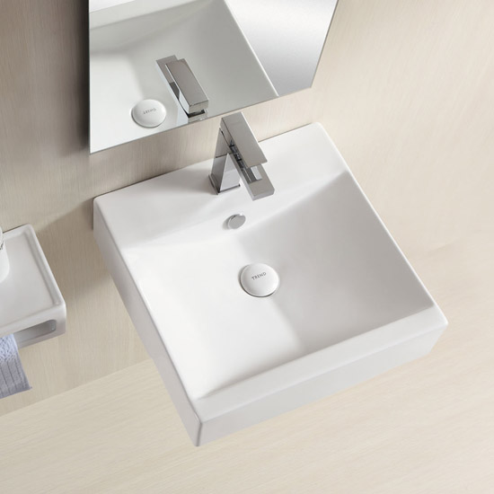 Håndvask Rektangulær keramisk håndvask med bordplade 45 x 45 x 12 cm