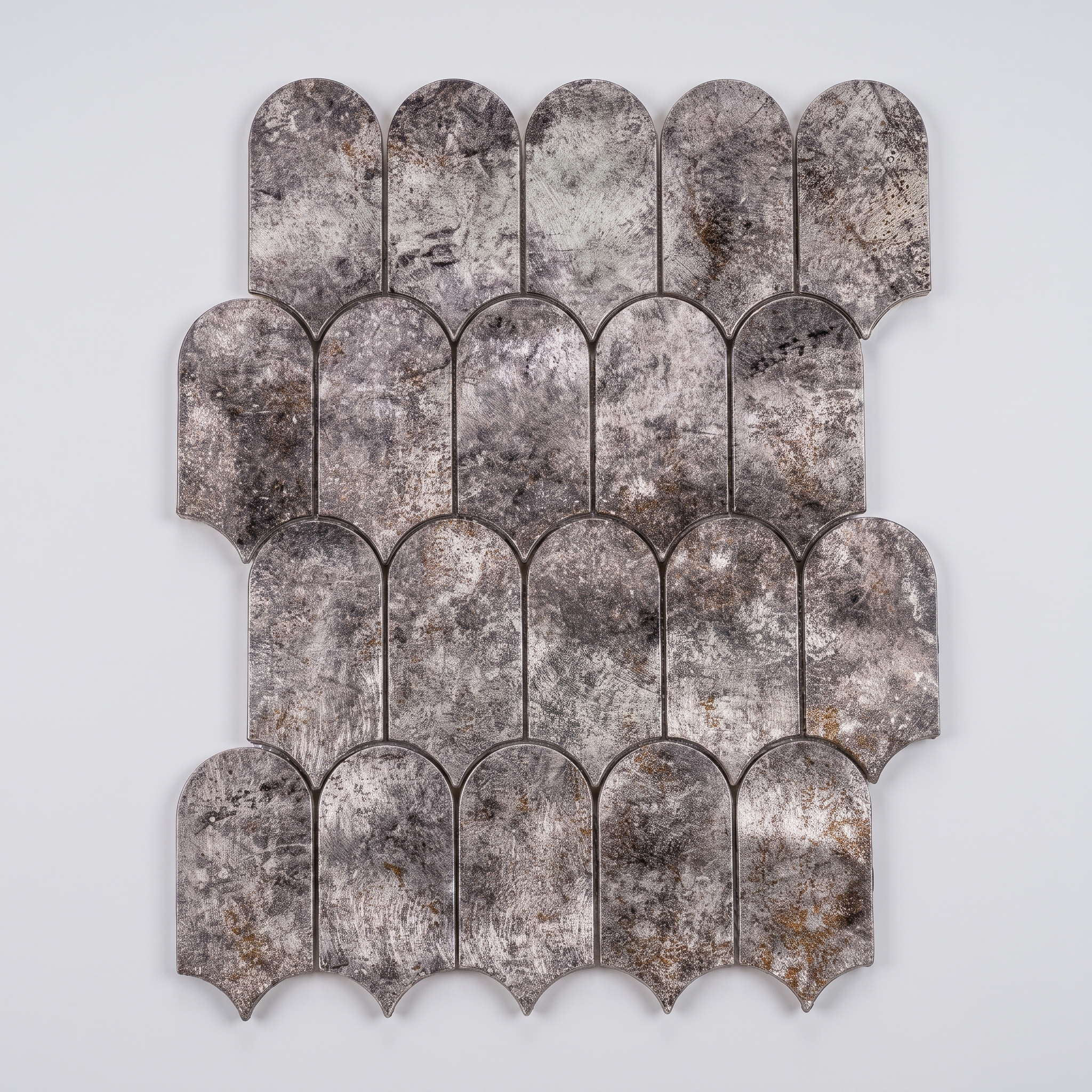 Aluminium Mosaikfliesen Lyon Fischschuppen Branzo Silber Mix