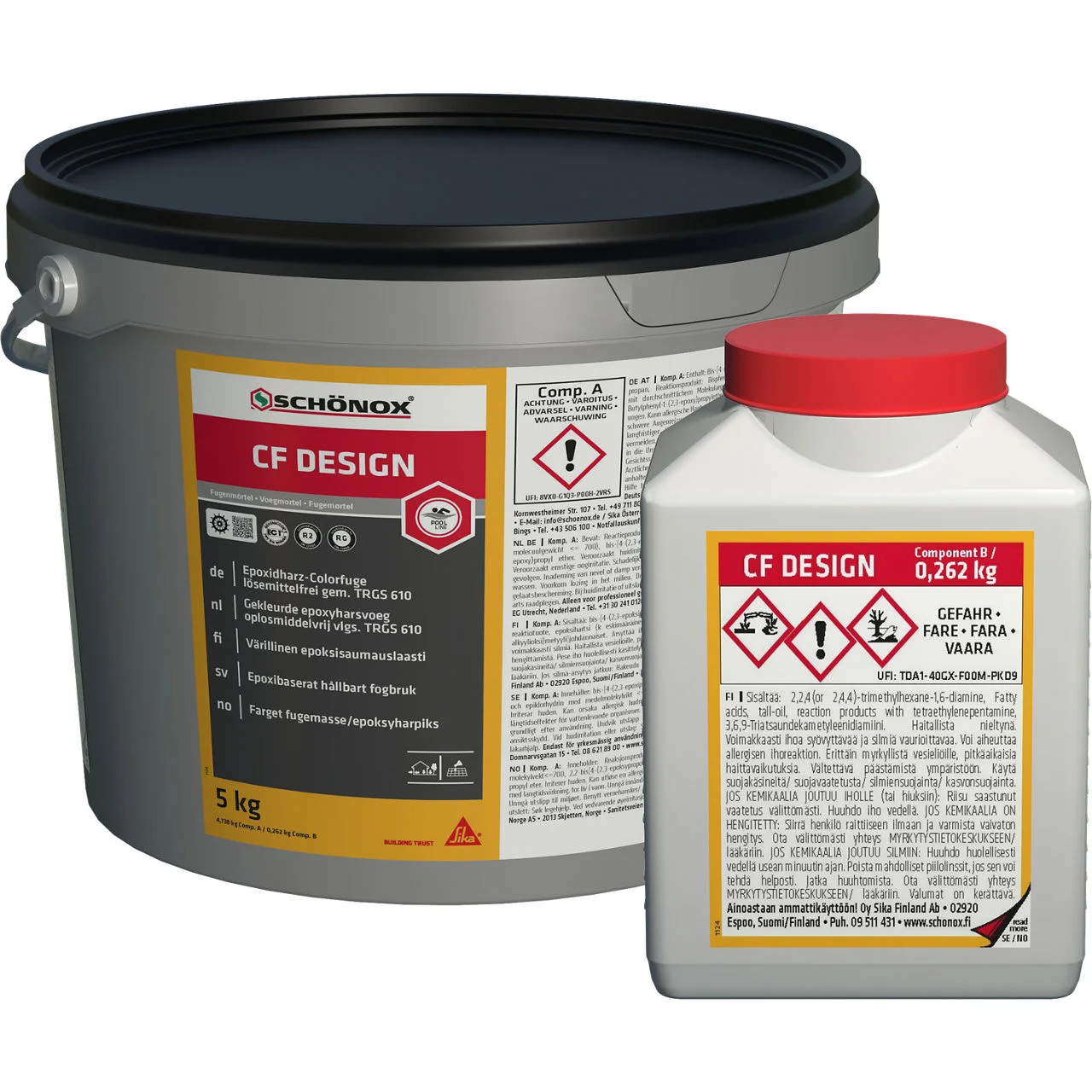 Schönox CF Design epoxyharpiks – Colorfuge spand og kasse, hvid