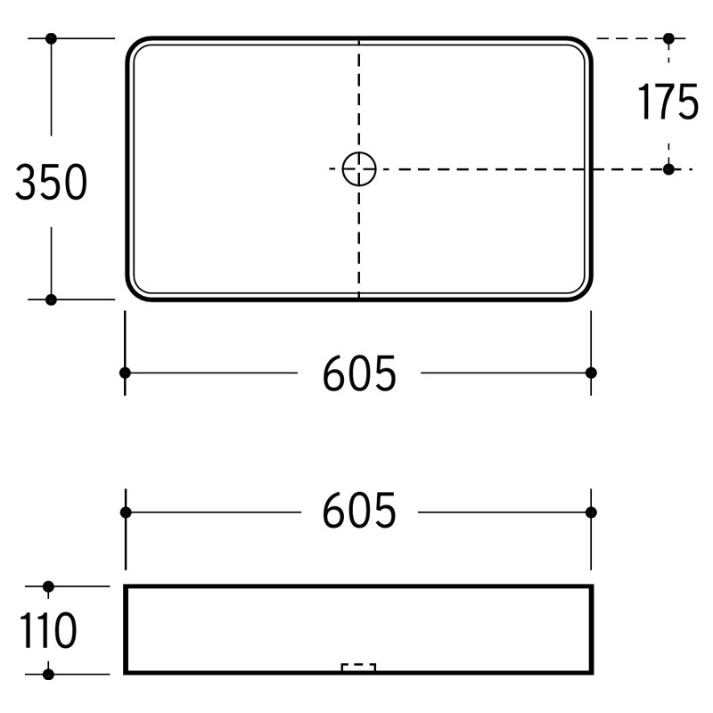 Håndvask Rektangulær keramisk håndvask med bordplade 60,5 x 35 x 11 cm