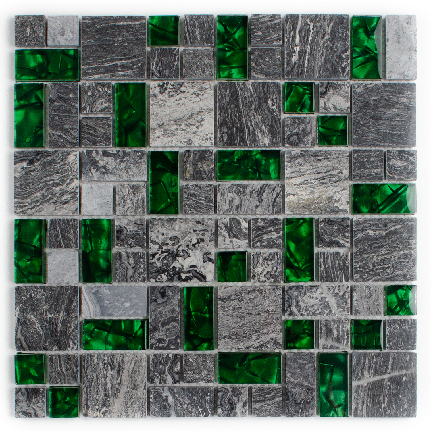 Glasmosaik Grøn Naturstensmosaik Abigal Stenblandingspakke