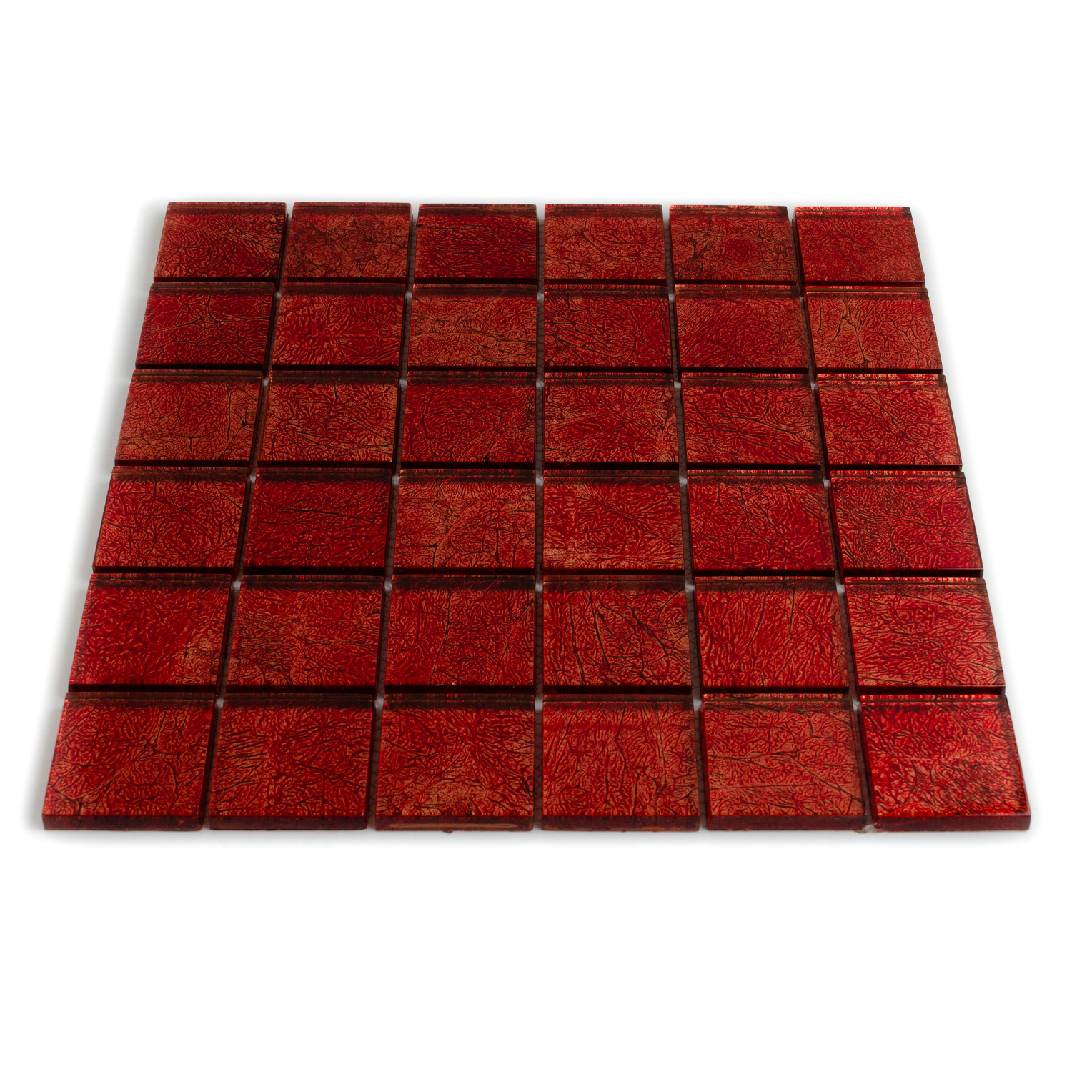 Glasmosaik Rød Metaloptik Aaliyah 48x48mm 1 pakke