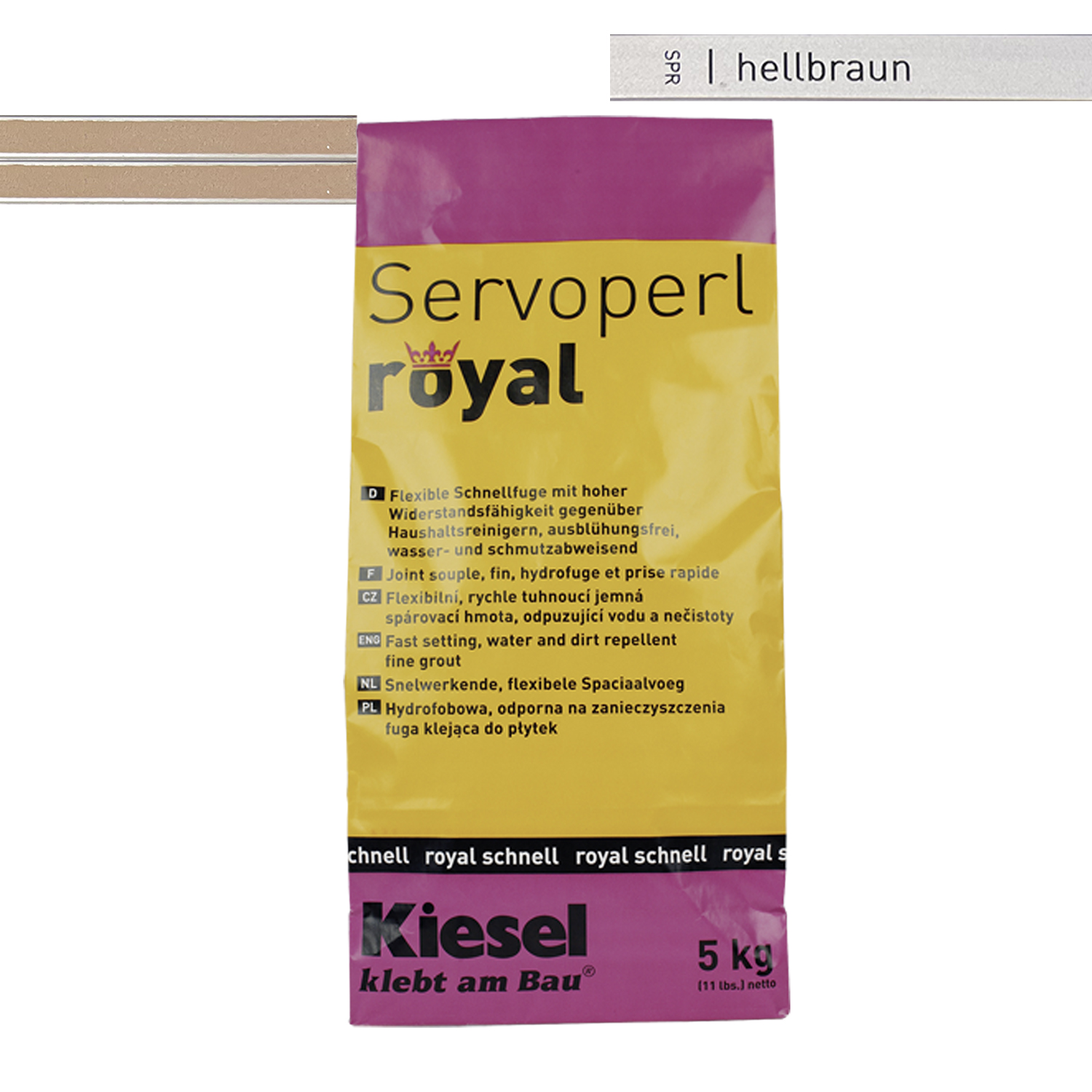 Fliesenfugen Fugenmörtel hellbraun für Bodenfliesen Wandfliesen und Mosaikfliesen Kiesel Servoperl royal 5KG