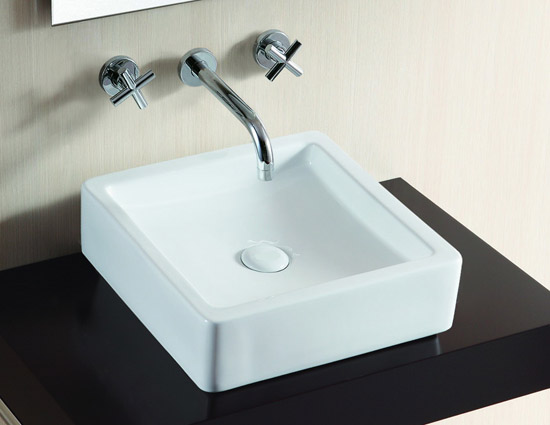 Håndvask Rektangulær håndvask med bordplade i keramik 40 x 40 x 11,5 cm