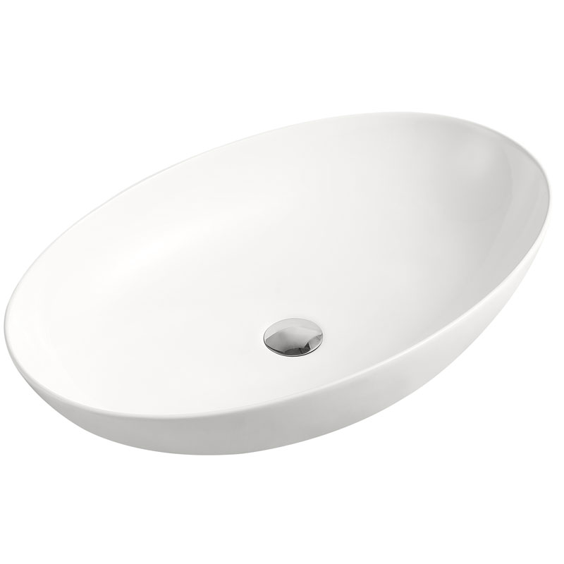 Håndvask Oval keramisk håndvask med bordplade 65 x 44 x 16 cm