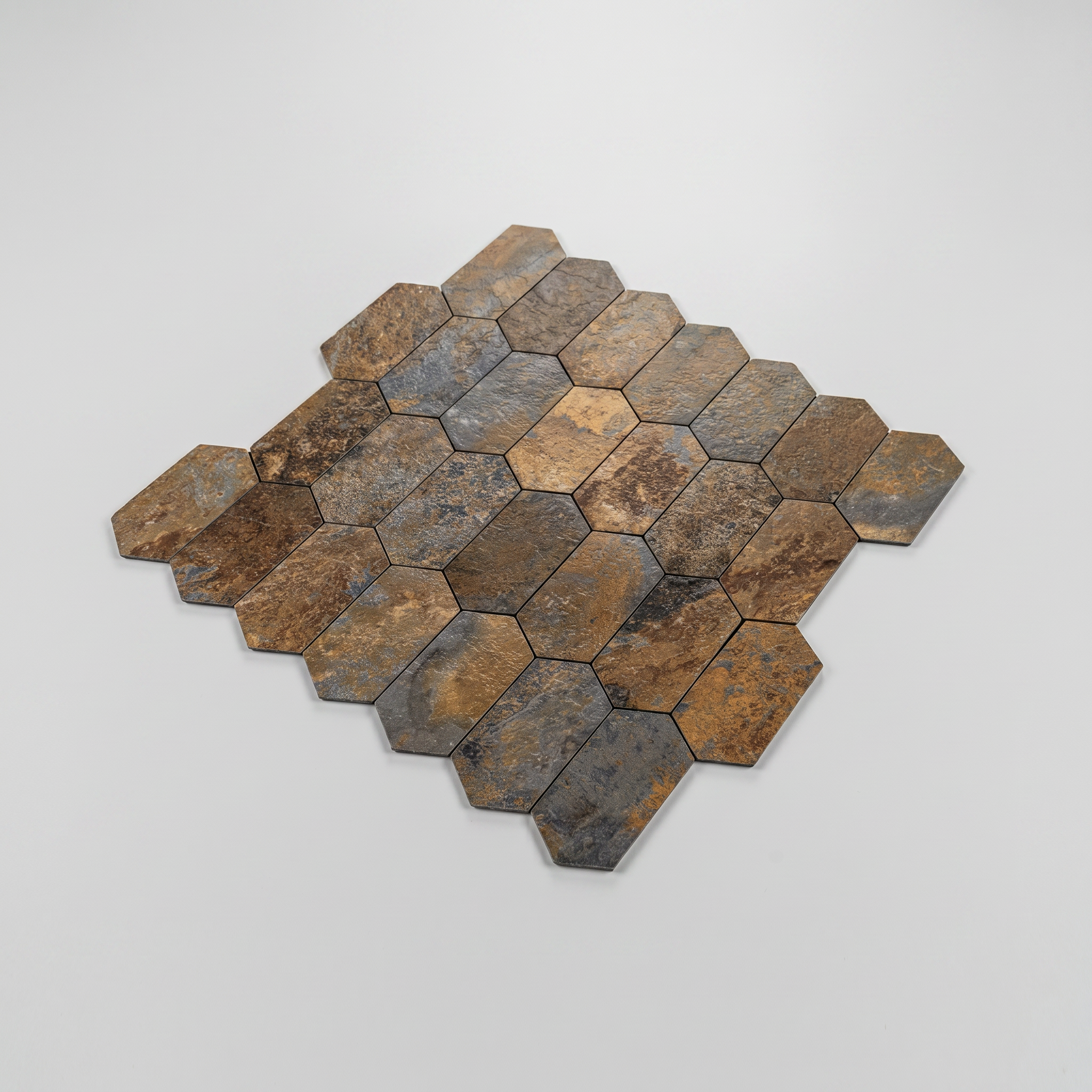 Selbstklebendes Aluminium Mosaik Nantes in Schieferoptik Braun