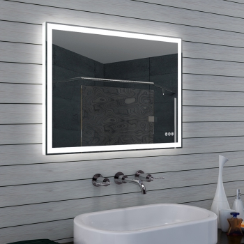 LED belysning koldt/varmt lys badeværelsesspejl dæmpbar 80x60cm